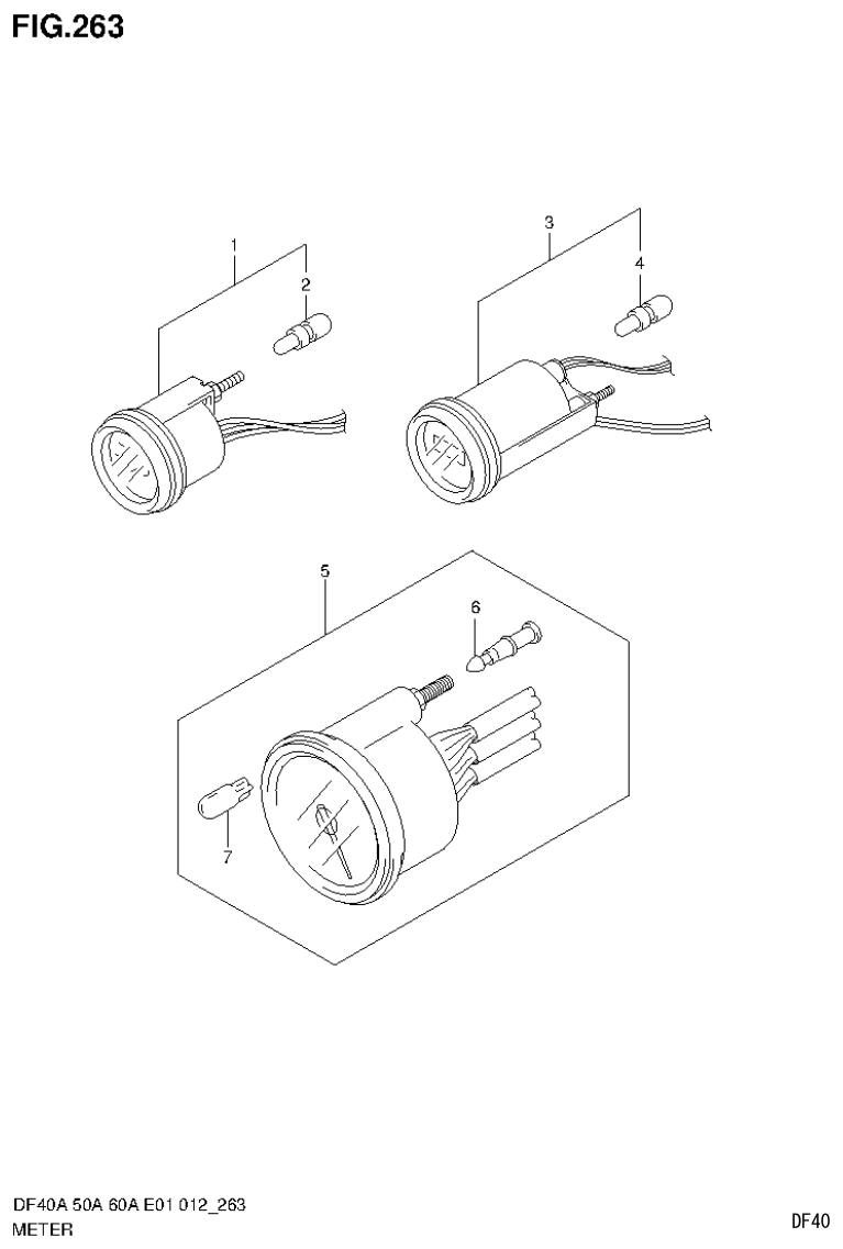 Suzuki DF40AST, DF50A, DF50ATH METER (DF60A E40) parts diagram